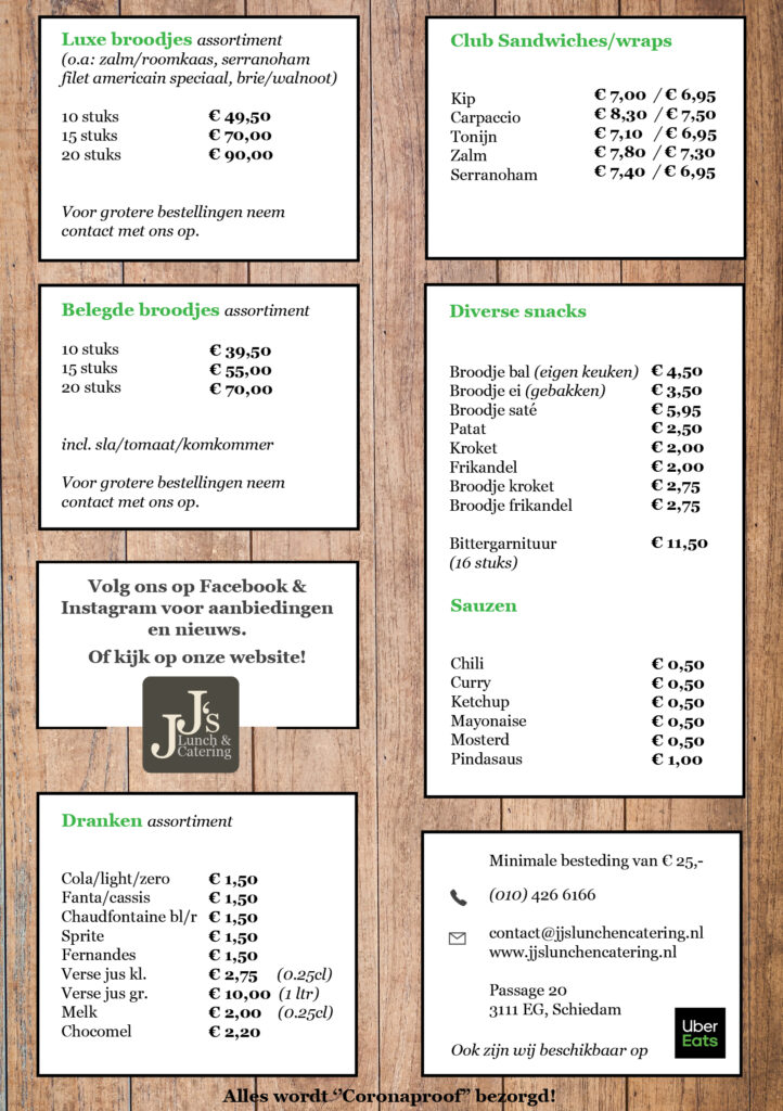 JJ's Menu bezorgkaart